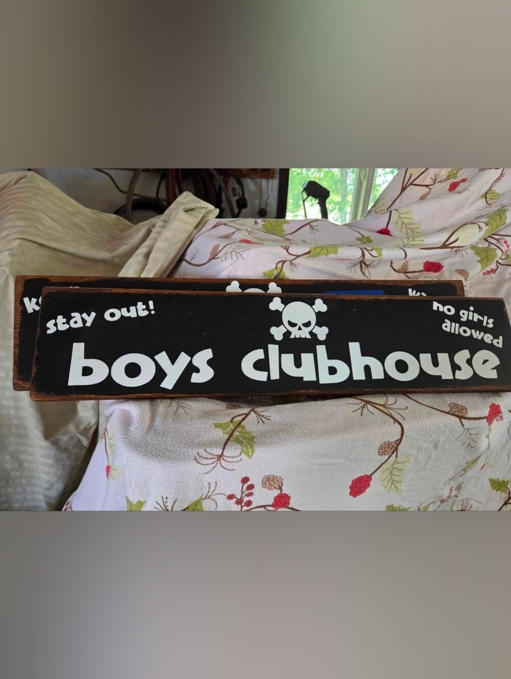 Boys Clubhouse Wooden Sign - Black and White